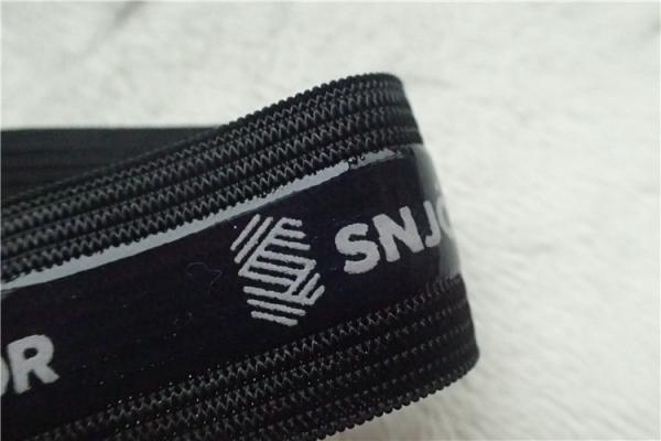 Cheap Fashion Polyester Soft Elastic Band , Black Elastic Tape With Screen Printing Logo for sale