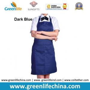 China Fashion popular advertising good polyester bib apron with dark blue color against dirty on sale
