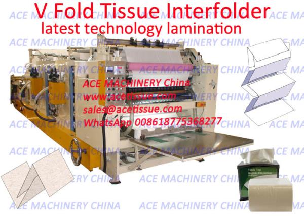 Cheap High Speed Automatic V Fold Interleaved Paper Towel Machine With Lamination for sale