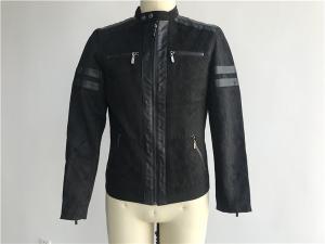 Best Black Color Polyester Suede Pleather Biker Jacket Lightweight For Mens TW58569 wholesale
