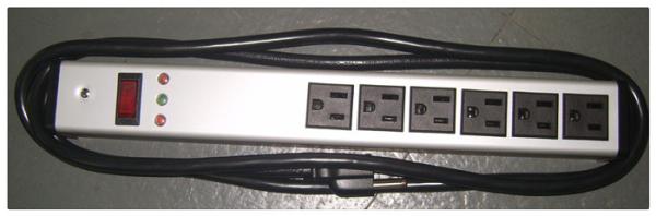 Cheap Slim 6 Outlet Metal Power Strip Bar For Computers / Audio And Video Equipment for sale