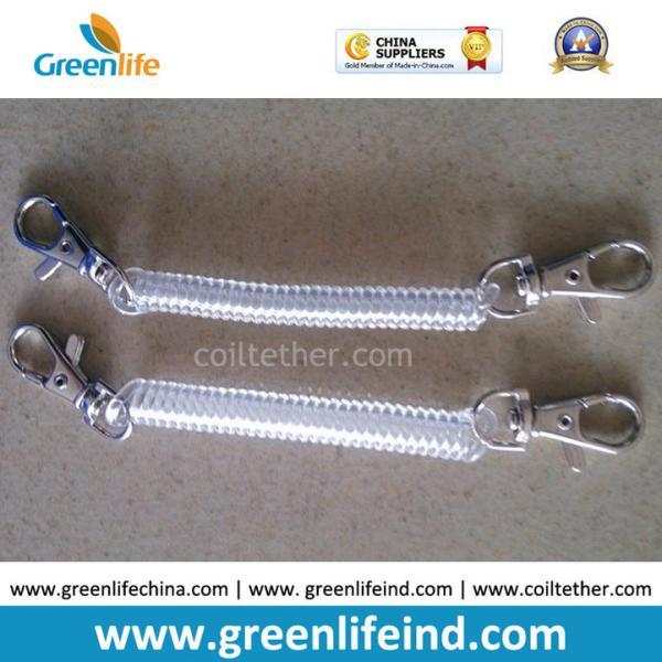 Cheap Stretchable Translucent Clear Spiral Key Chain Coil w/Thumb Trigger 2pcs for sale
