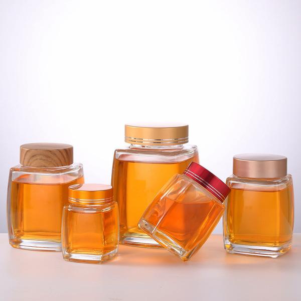 Cheap Empty Square Glass Honey Packaging Jars 360ml 750ml Clear for sale