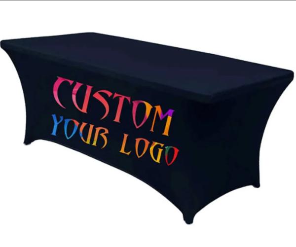 Cheap 4ft 6ft Trade Show Table Throw Event Exhibition Polyester Custom Table Cloth Printing for sale