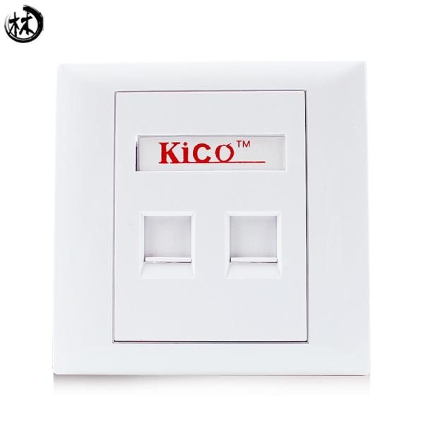 Cheap Kico cat6 cat7  RJ45 doule port pvc faceplate  Type 86*86 Networking Faceplate for sale