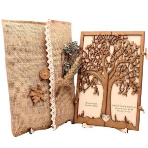 Rustic Wood Invitation with Guest Name Tag Rustic Wooden Laser Cut Invitation with Rustic Envelope