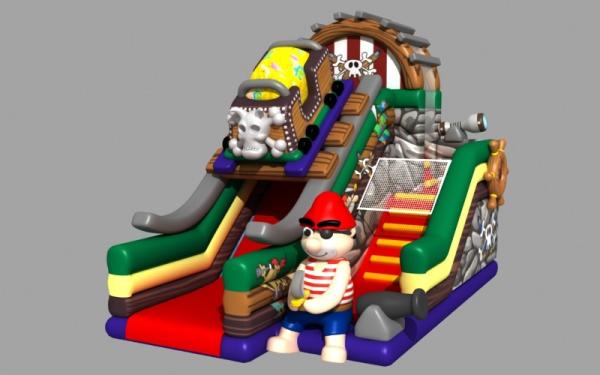 Cheap Pirate Theme Amusement Park Inflatable Playground Bouncy Castle Water Slide for sale