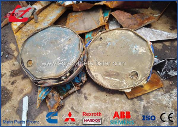 Cheap Hydraulic Scrap 210L Steel Drum Crusher 250 KN Push Force One Year Guarantee for sale