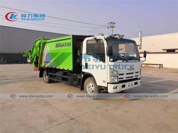 Cheap ISUZU 700P 4X2 6CBM Rear Loader Compressed Garbage Truck for sale