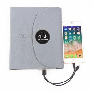 China A5 PU Leather Wireless Charging Notebook Custom LED Logo For Business on sale