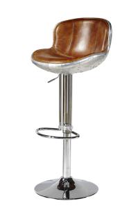 Chromed Base Leather Counter Stools , Counter Height Swivel Bar Stools With Backs
