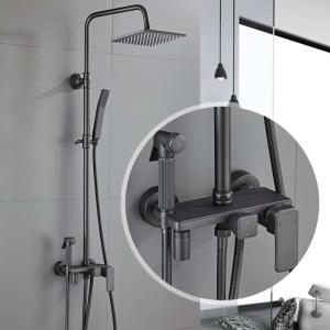 Best Gray Colorbrass Chrome Rain Shower Mixer Faucet Set With Hand Shower wholesale