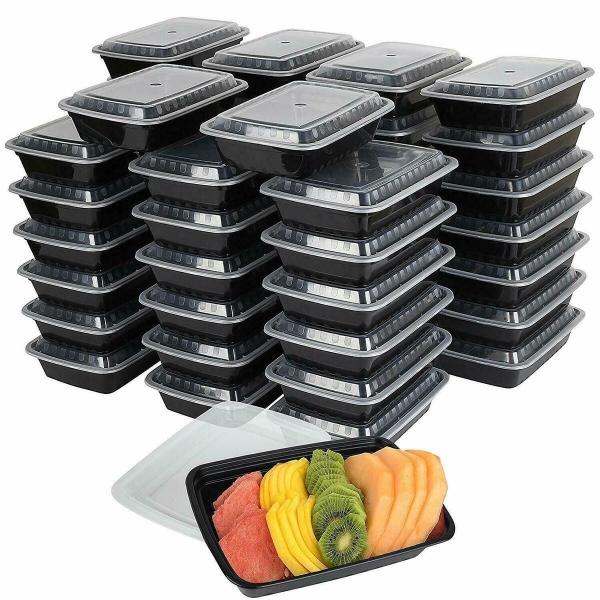 Cheap Rectangular 1000ml Microwavable Disposable PP Food Container with Lid for sale