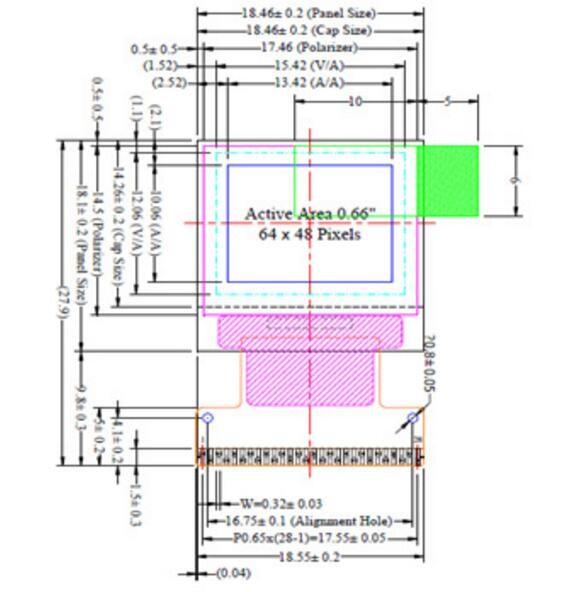 Cheap Blue 0.66" OLED Display Module 64 X 48 Pixels Resolution With ROHS REACH for sale