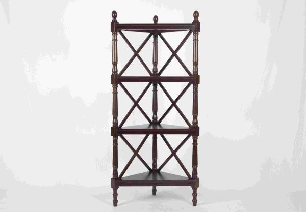 Cheap Walnut Soild Wooden Corner Shelf 4 Tiers , Multi Purpose Storage Rack Living Room for sale