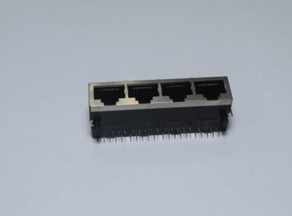 Cheap Tab Up 180 Degree RJ45 Multiple Port Connectors With Transformer For Ehernet Switch for sale