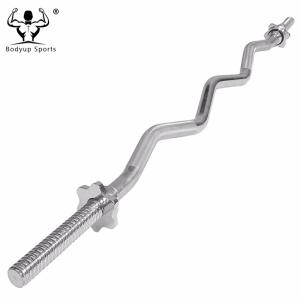 China 47 Inch Weight Lifting Bar Spinlock Threaded EZ Curl Bar With Collars on sale