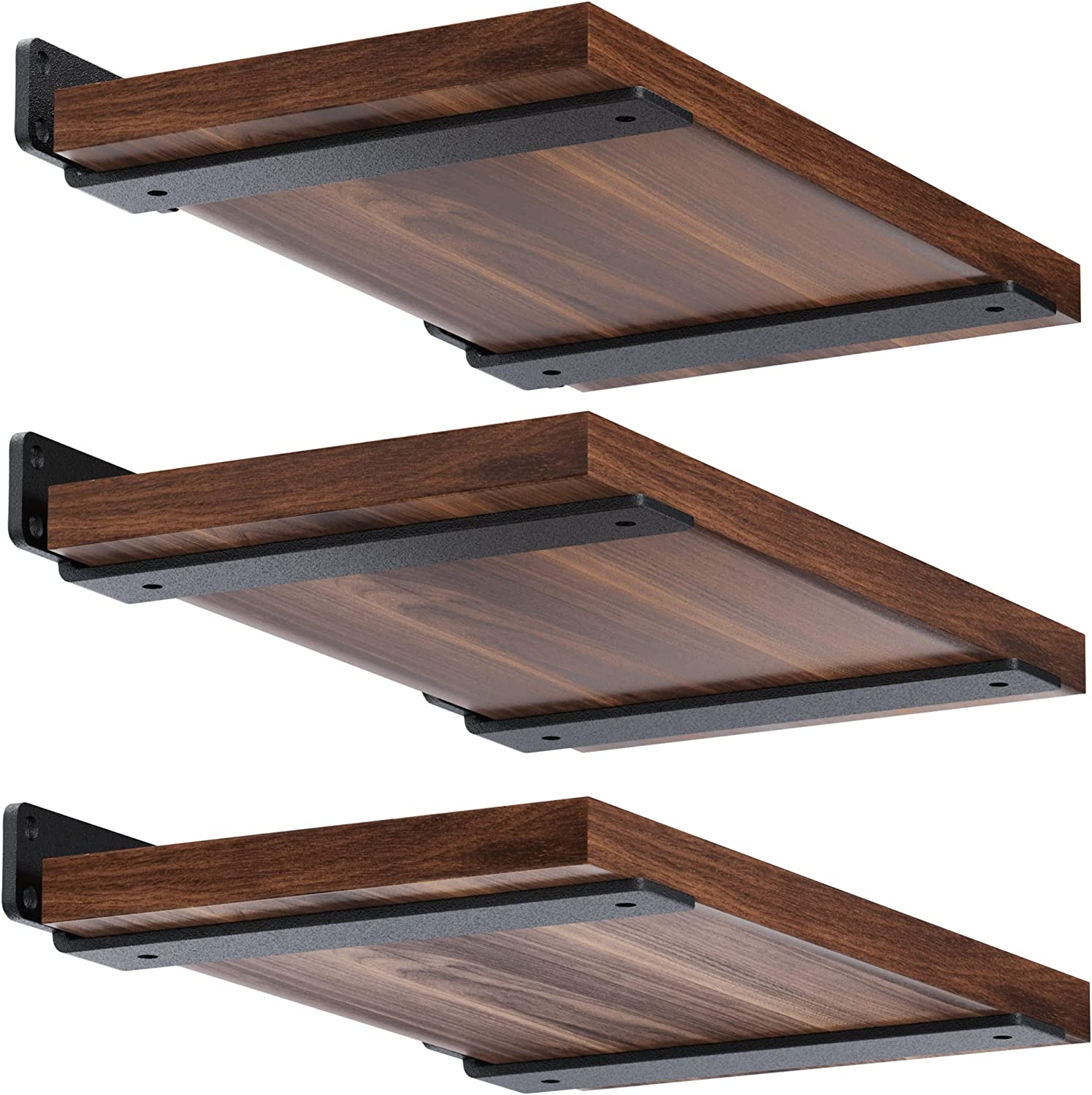 17 Inch Heavy Duty Floating Shelf Bracket Black Metal L Brackets Concealed Structure
