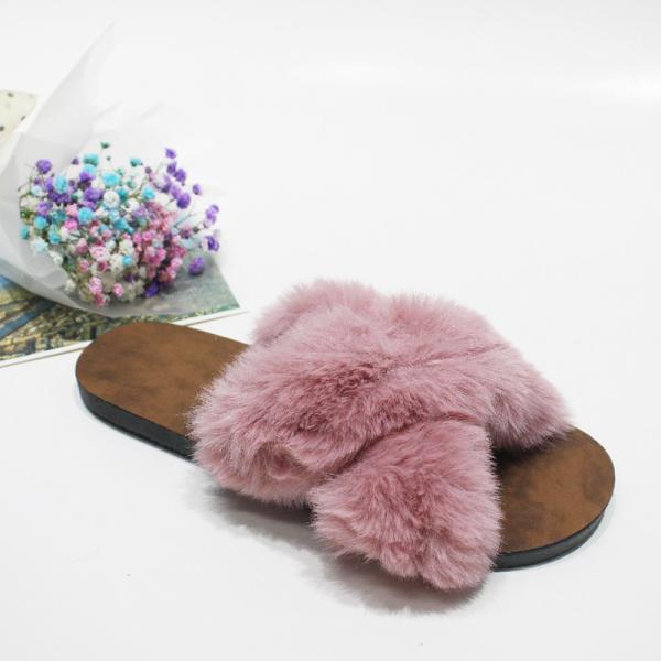 Cheap Janbal ODM Womens Soft Bottom Slippers cross strap Furry House Slippers for sale