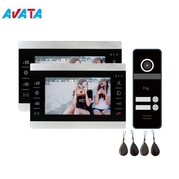 Cheap 7 Inch IP Video Door Phone Doorbell Intercom Entry System with 2 Monitor 1 IR Camera Audio Door Phone for sale