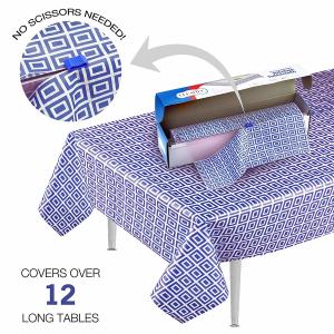 Best Blue Picnic Disposable Plastic Table Skirts , Party Tablecloth Roll With Self Cutter Box wholesale