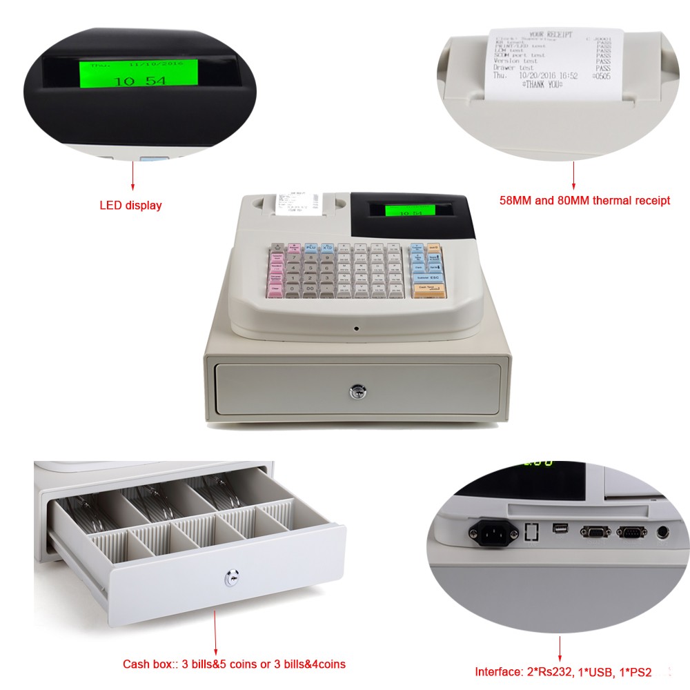 Portable and User-Friendly Bimi Electronic Cash Register Mini with Banknote Drawer