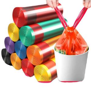 HDPE Custom Logo Printing Garbage Bags With Drawstring For Interleaved
