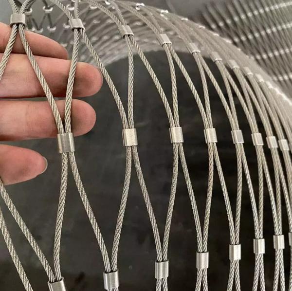 Cheap AISI SS316 Ferrule Diamond Stainless Steel Wire Rope Mesh Netting For Balustrade for sale