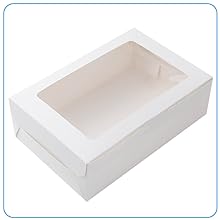 White Bakery Boxes With Window, 9x6x3 Inch, For Pastry, Dessert, Pies Packaging, Great For Birthday Party, 30 Pack