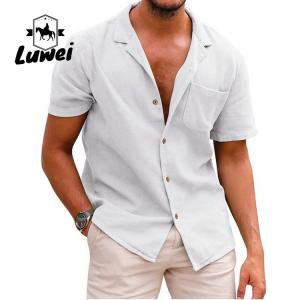 Best Button Collar Men Casual Shirts Single Breasted Retro Slim Full Plus Size wholesale