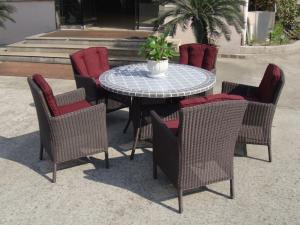 China Plastic Rattan Garden Dining Sets , Strong Brown Dining Table Set on sale