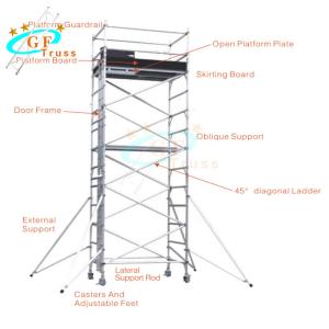 China 12m Height Telescopic Mobile Aluminum Scaffold Tower on sale