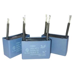 Best 2 Wire Blue Air Conditioner Fan Capacitor CBB61 450V 3.0mfd With 30 Line Length wholesale