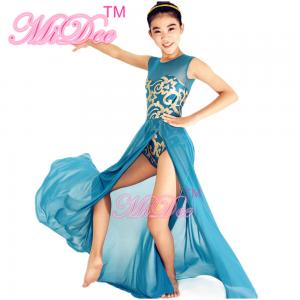 Best Stretchy Mesh Sleeveless Maxi Dress Lyrical Dance Costumes For Competition wholesale