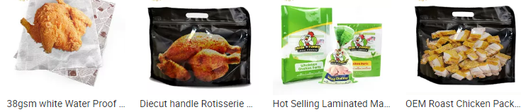 Resealable Grease Proof Bags, Grilled Chicken Bag, Stand Up Roasted Packaging, Hot Roast Pouch Anti Fog