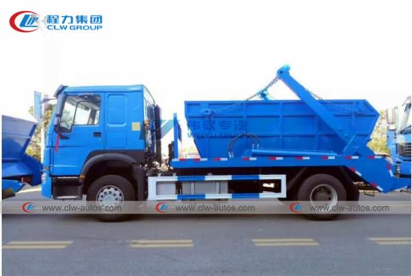 Cheap RHD Howo 8M3 10M3 Skip Loader Container Garbage Truck for sale