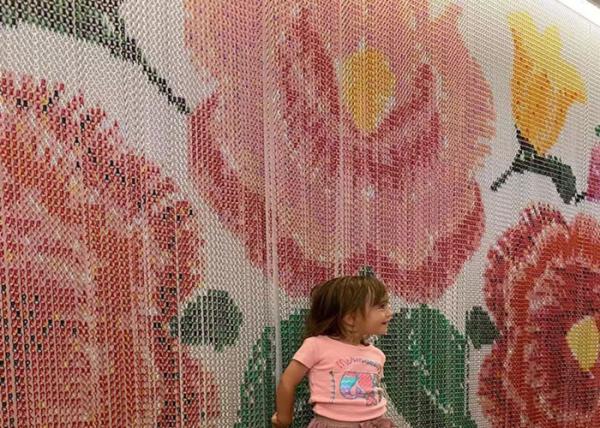 Cheap Multiple Colors Chain Link Curtain Restaurant Partition With Pattern 1.9 Mm Wire for sale