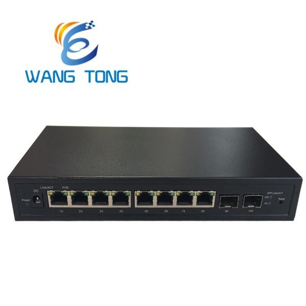 Cheap Network Fiber Optic POE Switch 8GE Lan +2GX SFP Gigabit Ethernet Web SNMP Management for sale