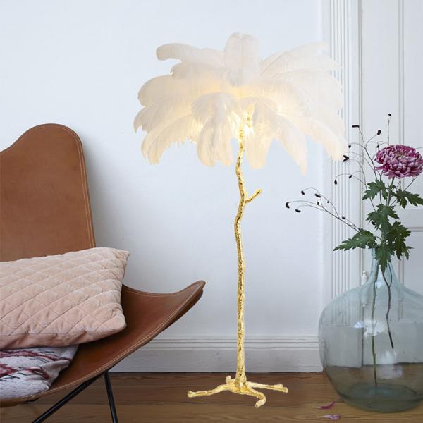 Cheap OEM Height 1.6M Ostrich Feather Floor Lamp For Lighting for sale