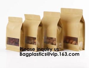 China Kraft Bags With Window, Resealable Large Kraft k Food Storage Bags,Storing Food,Nuts,Seeds,Beans,Tea Leaves, Coffe on sale