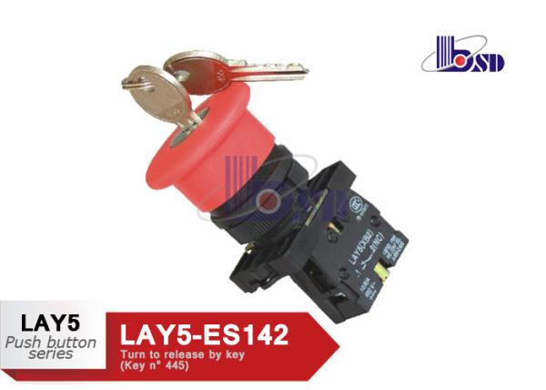 Cheap Red Emergency Stop Push Button Switch / Emergency Stop Switch With Key for sale