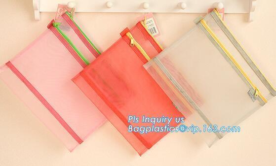 Cheap PVC interlayer zipper document mesh bag, Mesh Zipper Bag For Office & School File Document A4, Zipper mesh document bag for sale