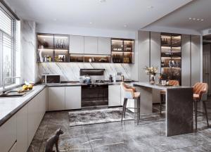 China White Particle Board Design Modern Kitchen Cabinetry Sets From China For Hotel on sale