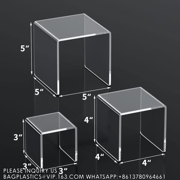 Cheap Acrylic Display Boxes Clear Cube Riser Transparent Display Cases For Collectibles 5 Sided Acrylic Cube Organizer for sale