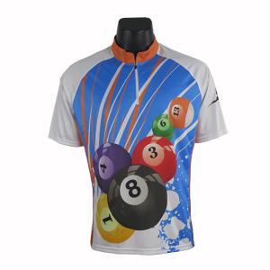 China Free Design New Style Blue Custom Short Sleeve Billiards Pool Jersey For Men on sale