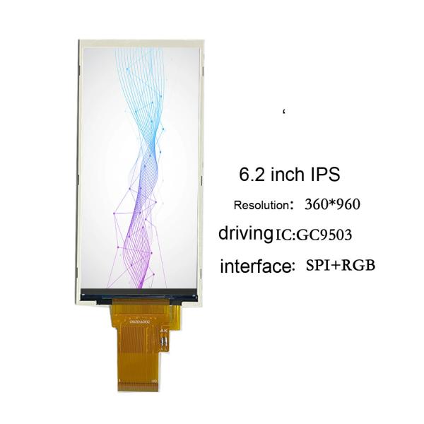 Cheap 6.2  inch  Bar Type TFT LCD display  , 360X960 Resolution, 40PINS RGB+SPI, 300cd/m2, for sale