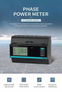 China 3 Phase Multifunction Power Meter RS485 Port Multi Tariff Rate Rail Mounting on sale