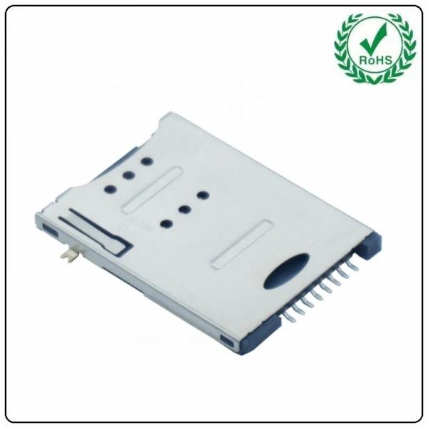 Cheap Smt Push Push 8pin Sim Card Connector , 6+2 Pin Type Sim Card Socket for sale