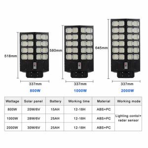 Garden 900W High Power Solar Street Light With Inbuilt Battery