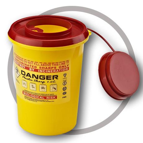 Cheap 1 Litre Sharps disposal container, Sliding Lid, Red,Sharps Container  | WinnerCare for sale